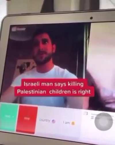 An Isreali saying he would kill all Palestinian children, including hospitalised children, everyone till the last one!