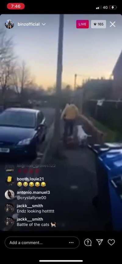 Insane council estate scuffle and public disorder in the streets.