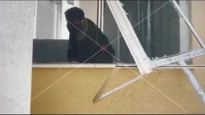 "Maoz" drone and LMG fire eliminates Hamas militants on the 5th floor of a building, IDF soldiers seen in 4th floor. "Hamed State" neighbourhood, Khan Younis March 2024
