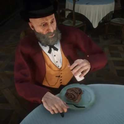 RDR2 is the only game i've ever seen that has characters actually cut up &amp;amp; eat food. This level of detail is insane