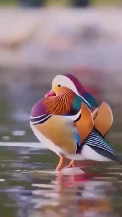 Beautiful colors on Mandarin duck