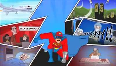 Propaganda del gobierno venezolano, mostrando a Maduro como "Super bigote"