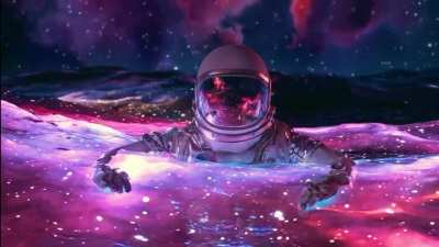 floating in space