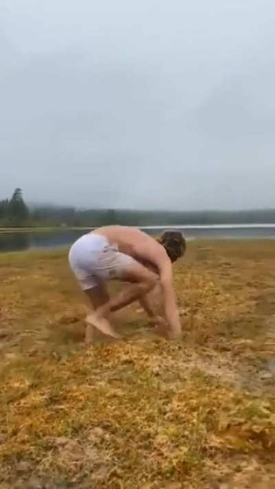 Norwegians faceplanting and sinking into a bog in a swamp