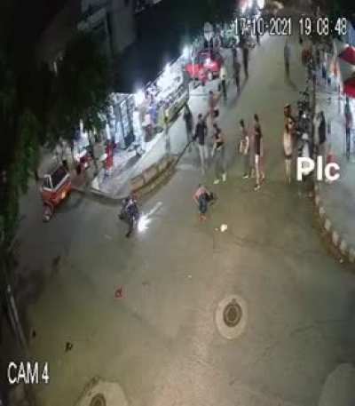 Motorcyclists crash at an intersection