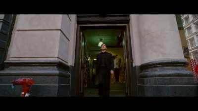 Evil Peter Parker but it's set to "March on the Jedi Temple"