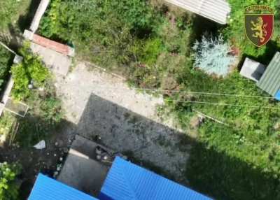 Russian soldier caught ukrainian bomb from drone
