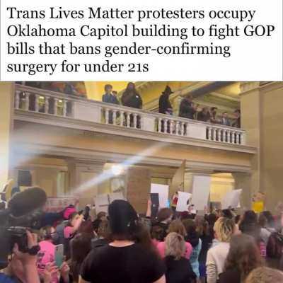 "Trans lives matter" protesters occupy Oklahoma Capitol building to fight GOP bills that prohibits gender-confirming surgery for under 21s