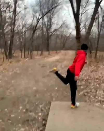 Almost an ace on camera, video cut off as it bounced off the cage.