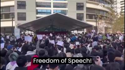 Public lecture demanding democracy and freedom of speech at Tsinghua University, Beijing, China.