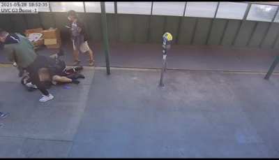 A female Asian police officer reports to a homeless man who was threatening Asian people walking by, and gets attacked by said homeless man herself. She was assisted by 4 good samaritans who pried the man off of her, but ended up seriously injured & t