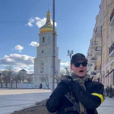 Famous Ukranian musician Andriy Khlyvnyuk volountered for Kyiv territorial defence singing folk song "The Red Viburnum in the Meadow"