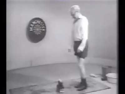 Tony McKay, the man who claimed he could jump on hen&rsquo;s eggs and human noses without breaking them, 1974.