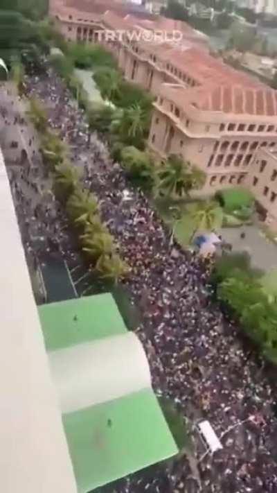 About a Million of people strom presidential office in sri lanka to overthrow the current government