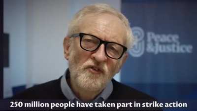 Jeremy Corbyn, a former prime minister candidate from labour party stands with farmers.