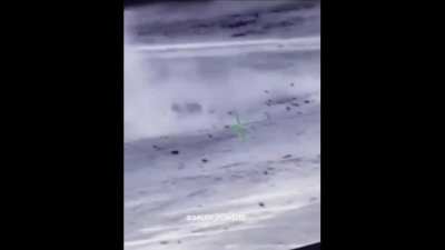 LAV belonging to the SANG engages a fleeing Houthi fighter with it's autocannon. Harad siege, Yemen. (11/02/2022)