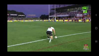 Adam Doueihi receives some friendly advice from the front row on the conversion