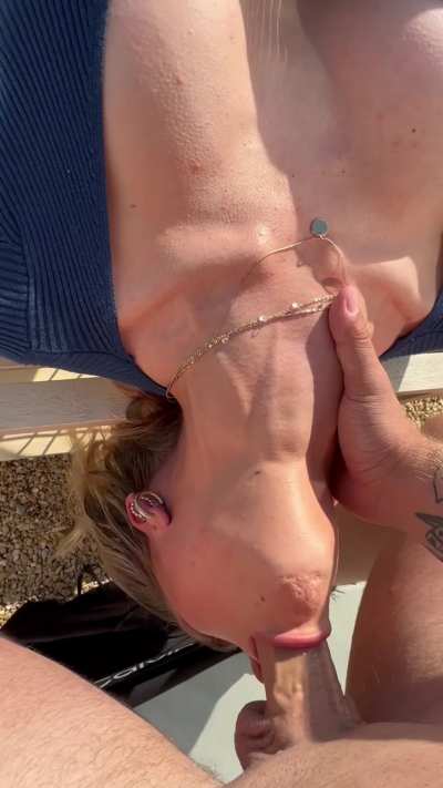 Swallowing his cock