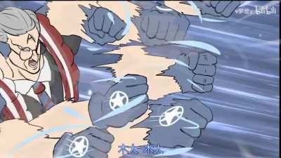 Chinese animator depicts America as literally Dio Brando the Bald Eagle (FULL FIGHT)