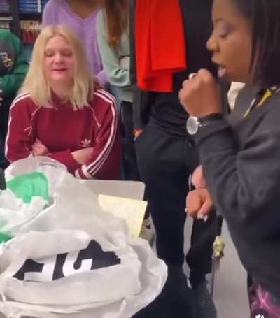 Students blessing teacher with an awesome gift