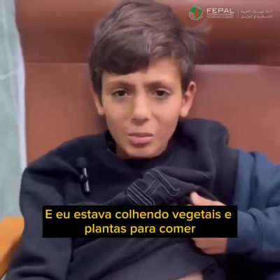 Nemer, 12 anos. Uma CRIAN&Ccedil;A palestina SEQUESTRADA e TORTURADA por "israel" por DOIS MESES. Foi libertado hoje e esse &eacute; testemunho dele
