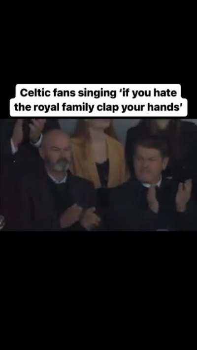 Celtic Football fans singing 'if you hate the royal family clap your hands'
