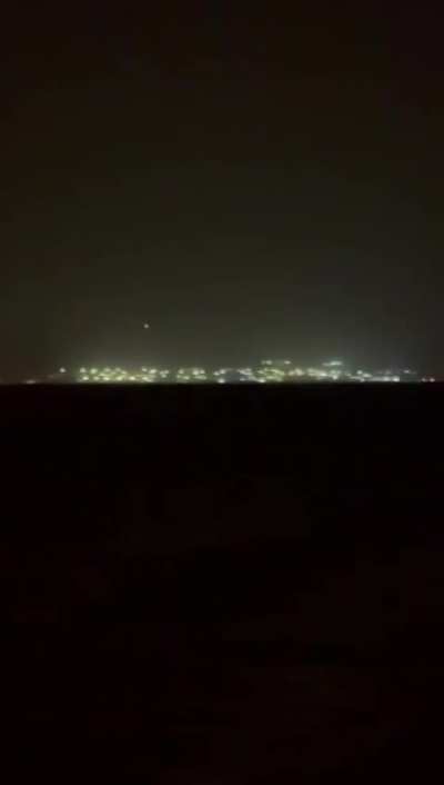 Iron Dome in nighttime interception of a drone in Eilat, Israel 
