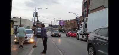 &ldquo;Professional Assassin&rdquo; erupts after driver turns right on red into crosswalk in Chicago.