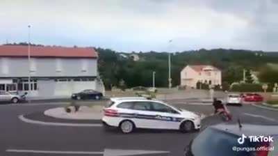 Running on bikes from police