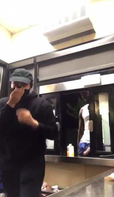Fast food worker serving a blowjob through the Drive Thru window
