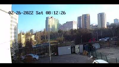 Another angle of missile hitting highrise building in Kyiv