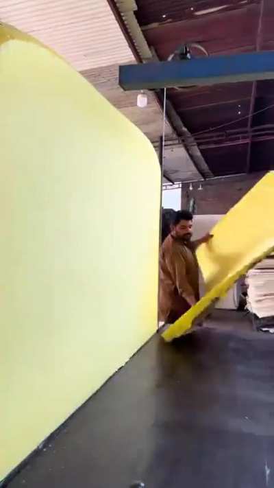 Making foam cuts.