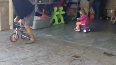 What could go wrong attaching a toy car to a bike