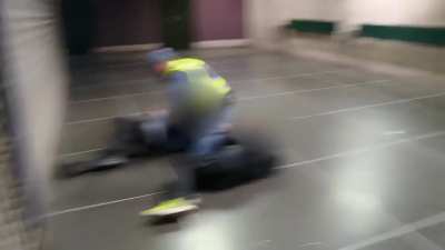 Swedish Security Guard takes down 2 people fighting in the subway