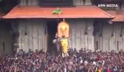 India tallest Elephant- 56 years &ldquo;Raman&rdquo; commencing the Thrissur pooram festival by opening the door of the Vadakkumnathan Temple