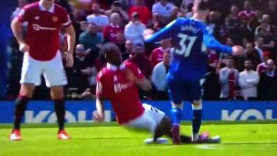 James Garner tackle on Aaron Wan-Bissaka (No foul given)