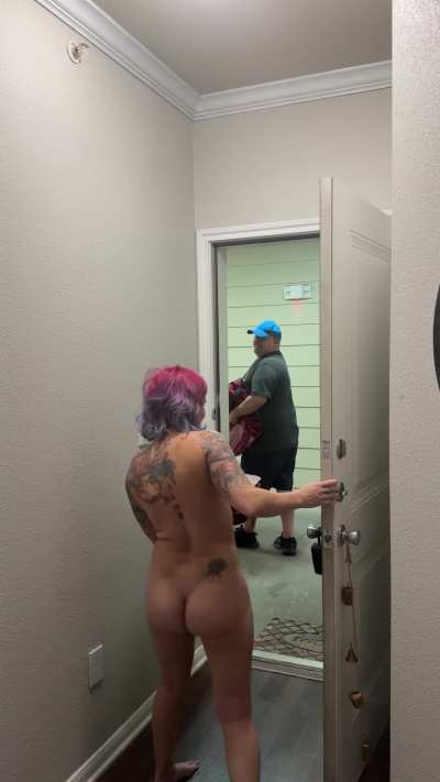 The pizza guy had to take a second glance