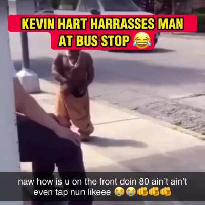 Midget causes a tiny inconvenience at a bus stop.