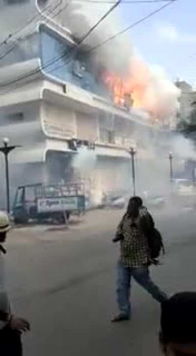 Fire and explosion caused by illegal storage of fireworks &amp;amp; firecrackers. (11 Aug 2021. Anand, India.)