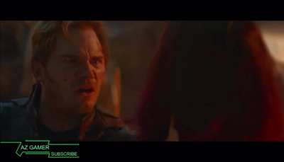 Zoe Saldana knees Star Lord (Endgame 2019)