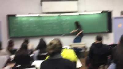 Teacher clears the frame in a different way