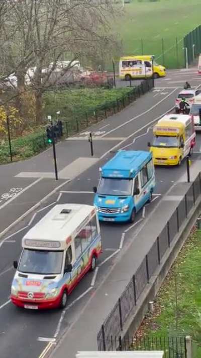 Ice cream man&rsquo;s funeral and all the ice cream vans came and followed in solidarity