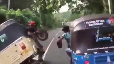 Changing tyres mid air. Welcome to India