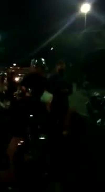 A group of people in el viaducto, between Pereira and Risaralda were blocking the road peacefully. Two men in a motorcycle shot several times against them. PT 1