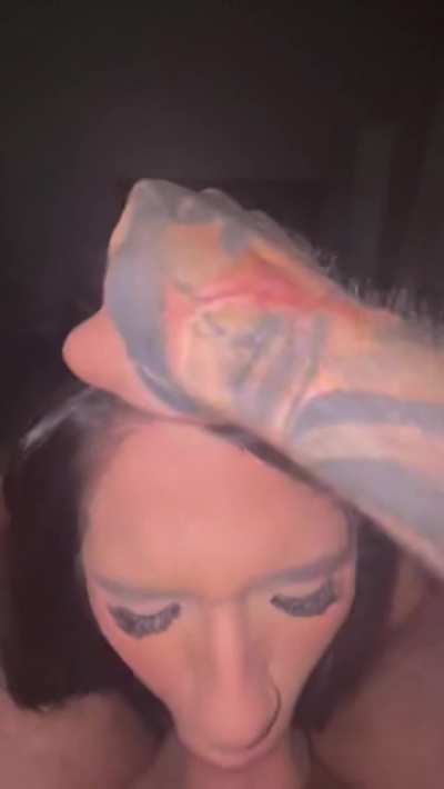 18 year old latina makes huge white cock disappear with a little help