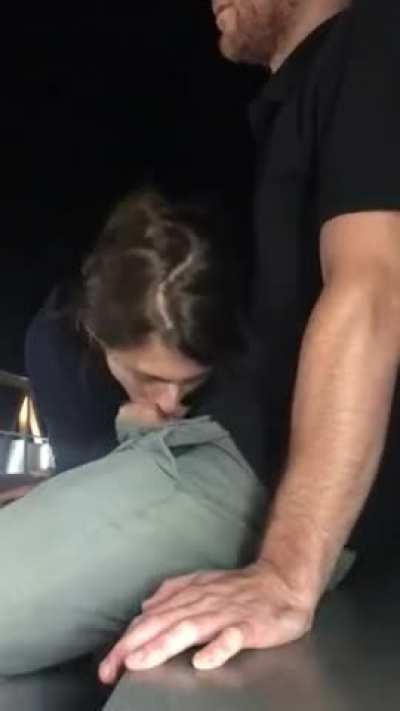 Eating some cum in public