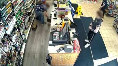 Footage of a 12 year old kid in Michigan robbing a gas station at gun point.