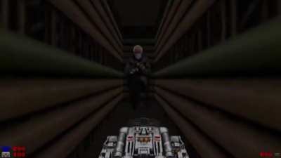 Just reminded of the secret boss at the end of Doom 2!