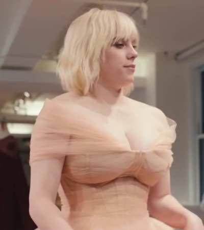 Cleavage in a dress