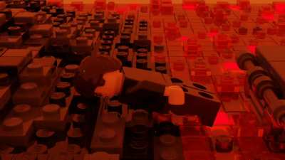 Anakin has fallen into the river in Lego city